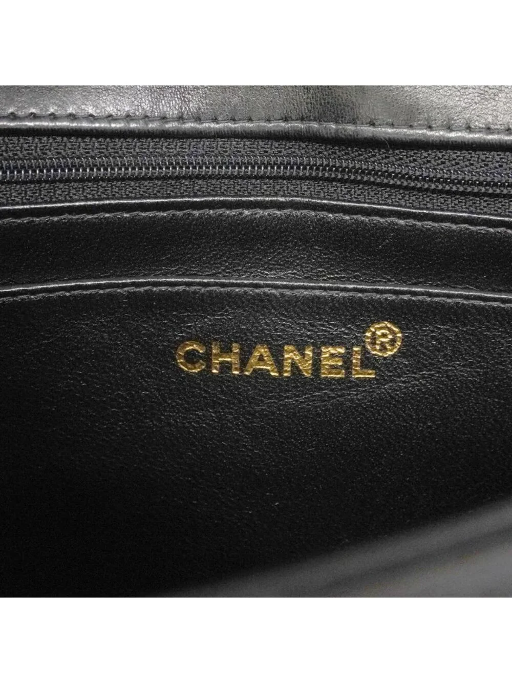 Chanel Shoulder Bag Quilted Lambskin Black Gold